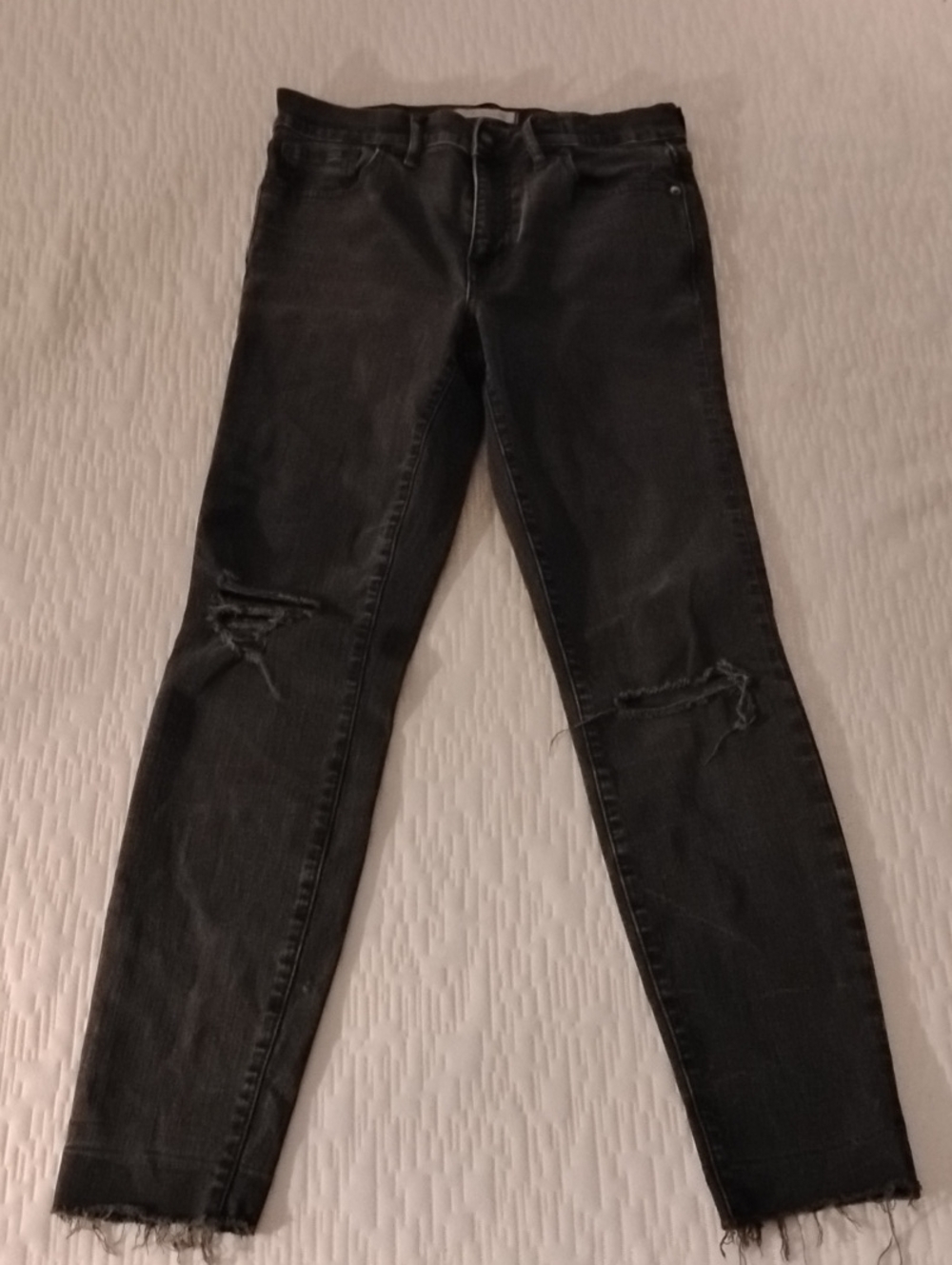 Madewell Black Skinny Jeans with Distressed Knees